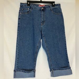 Vintage COS Cuffed Capri Jeans Embroidered Pockets Women's Size 16 Summer